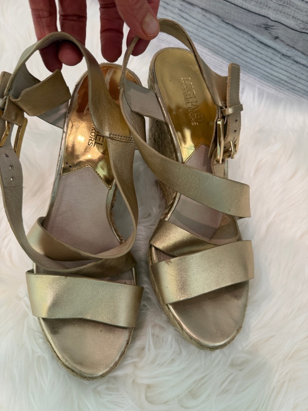 Michael Kors Metallic Gold Wedge Sandals